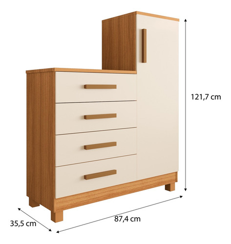 Cômoda Quarto Grande Bebê 1 Multiuso Sapateira 4 Gavetas