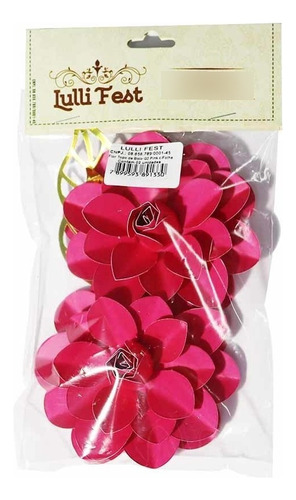 Topo De Bolo Flor Com Folha P2 Lullifest 2und Cor Pink