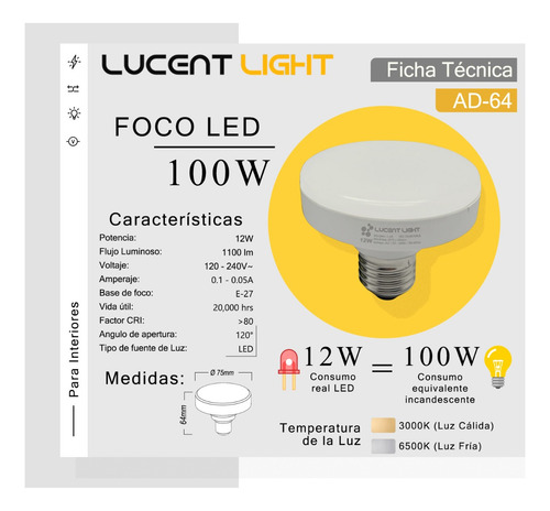 3 Foco Led 12w Plano Ideal P/ Lamparas Empotrada En El Techo
