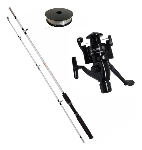 Pesca Caña Reel 2.40mts Mas Tanza Combo Variada Rio Mar Fish