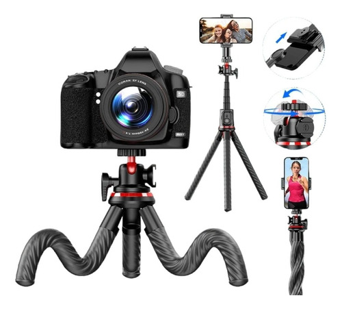 Selfie Stick TriPod Flexible De Pulpo Con Soporte Celular