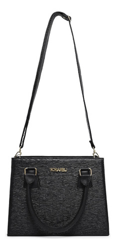 Bolsa Feminina De Mão E De Lado Com Alça Transversal Barato Preto Liso Dourado Cor Da Bolsa