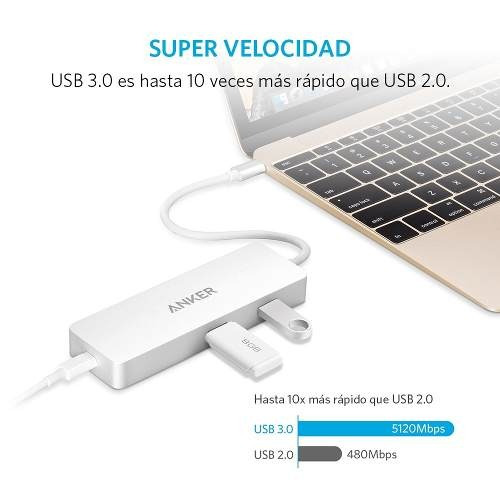 Hub 4 Puertos Usb-c Con Ethernet Anker