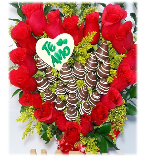 Arreglos Florales 12 Rosas Fresas Chocolate Domicilio Gratis