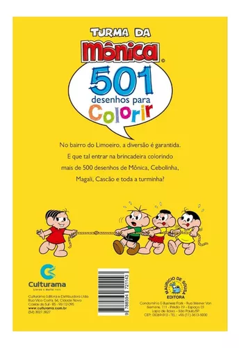 Livro Infantil 501 Desenhos Pintar Turma Da Mônica Culturama