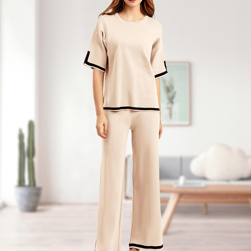 Conjuntos De Suéter For Mujer, Conjuntos De 2 Piezas De Verano For Mujer, Conjunto De Camiseta Y Pantalones Informales De Cintura Alta For Mujer, De