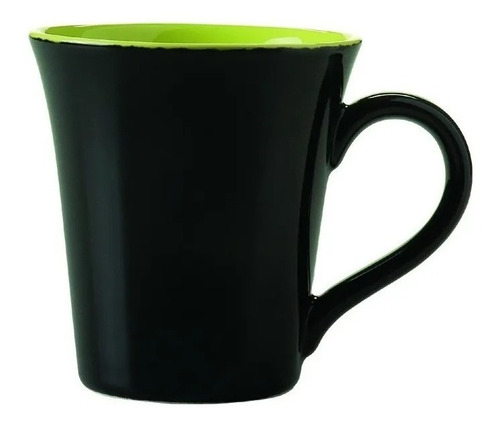 Taza Jarro Mugg Ceramica Tulipa Oxford Color Pettish Online Color Negra interior Verde