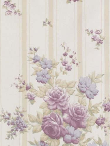 Grand Chateau 3 Papel Pintado Floral Azul Morado Blanco