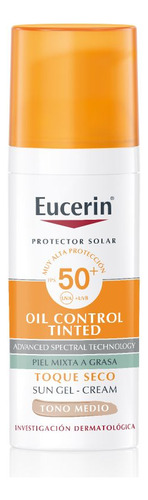 Eucerin Sun Gel Crema Toque Seco Tono Medio Spf50+ De X 50ml