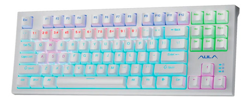 Teclado mecânico Aula Tkl F3032 branco com laranja (vermelho vermelho) Idioma Inglês EUA