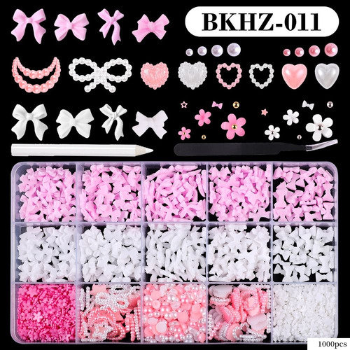 Encantos 3d Uñas Perlas Accesorios Moño Aplanados