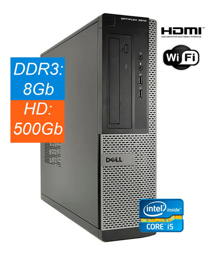 Pc Cpu Dell 3010 Core-i5 8gb Hd 500gb 3ºg Ddr3 Wind10 Novo