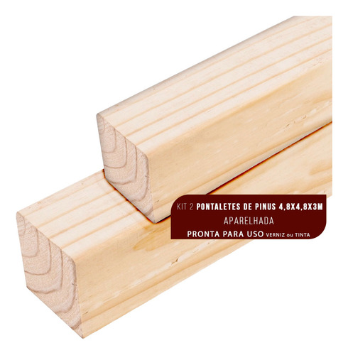 Kit 2 Pontaletes De Pinus Aparelhado 4,8x4,8x3m