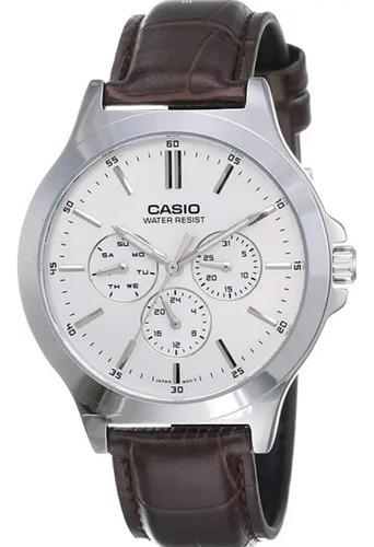 Reloj Casio Elegante Hombre Mtp-v300l Piel Acero Inoxidable 