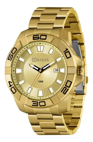 Relógio X-games Masculino Xmgs1031 Dourado Aço Grande