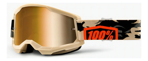 Goggles Motocross  100% Strata 2 Kombat Mica Dorada Color De La Lente Dorado Color Del Armazón Beige