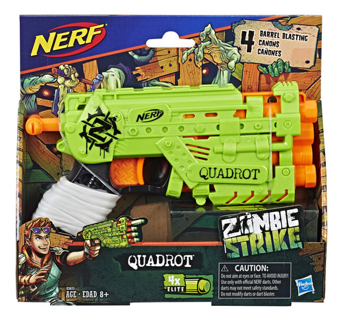 Toy Nerf Zombie Strike Quadrot Blaster Con 4 Dardos De Más D