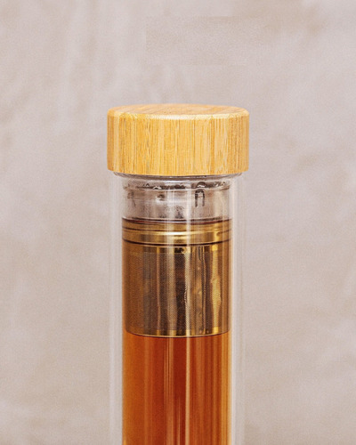 Garrafa De Vidro Duplo 450ml Com Infusor Para Chá Ah Natu