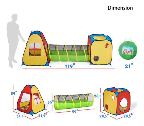 Tienda De Campaña Inflable Utex 3 En 1 Con Túnel Y Piscina Color