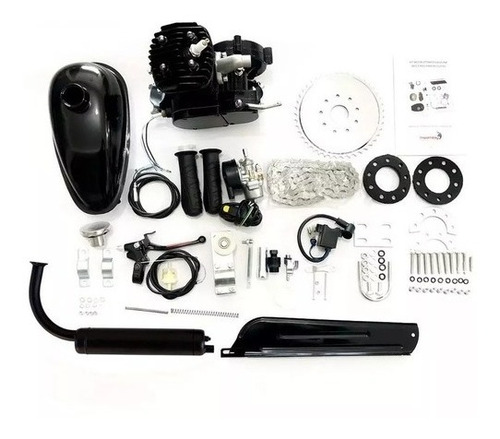 Kit Motor 2 Tempos 80cc Gasolina P/ Bicicleta Prata Completo