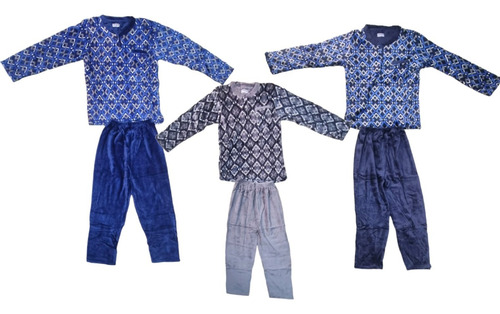 Pack 3 Pijamas Hombre Polar Largo Extra Suave