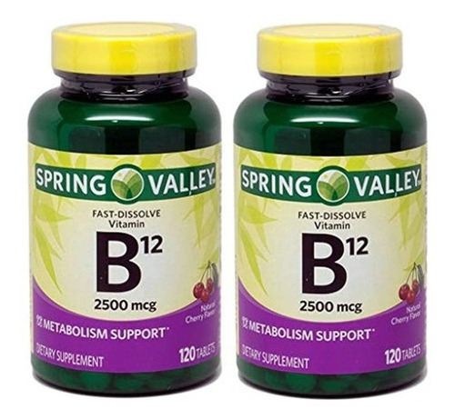 Spring Valley Sublingual B12, Sabor A Cereza, 2500 Mcg, (paq