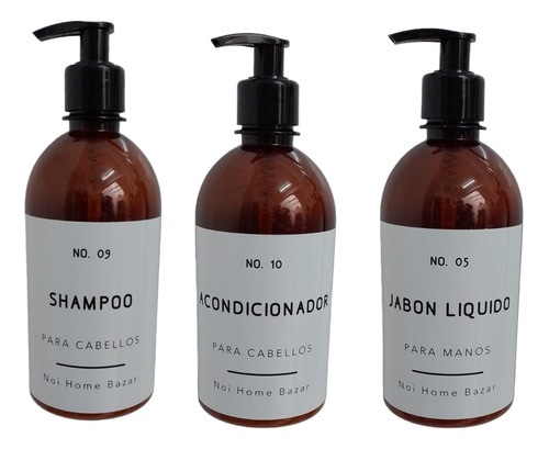 Set X3 Dispenser Jabón Liquido Shampoo Acondicionador Y Mas 