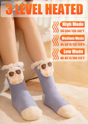 Calcetines Térmicos Mujer Calefacción Eléctrica 4000 Mah Azul Diseño De La Tela Talle