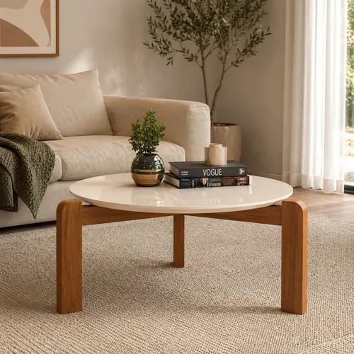 Mesa De Centro Iris Moderna Sala ​Luxo Off ﻿Mdf Loja Ambienta