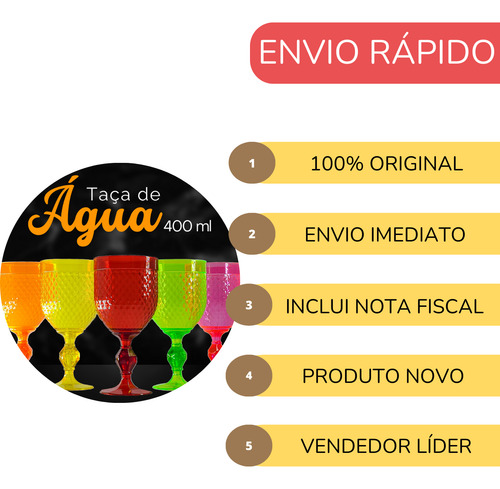 Taça De Água Acrílica Premium 400ml Suco Refresco Kit 12pçs