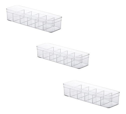 3 Organizador Gaveta Calcinha Meia Com Divisoria 35,5x10,5l