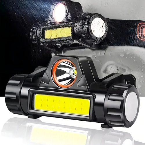 Lanterna De Cabeça Testa Capacete Lampada Led Recarregável