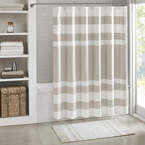 Madison Park Spa Waffle Shower Curtain Pieced Solid Microfib