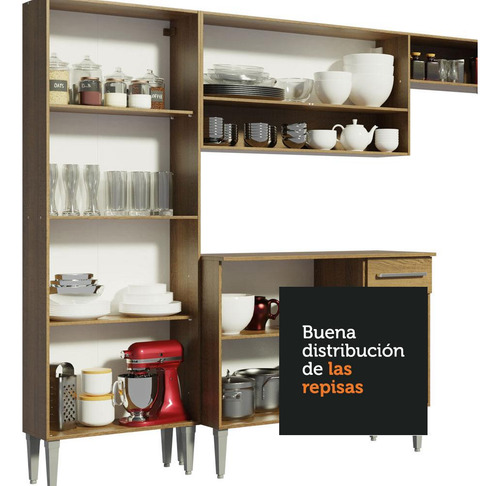 Armario De Cocina Completo 293cm Emilly Madesa 05 Marrón