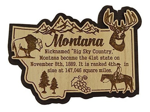 Mapa Del Estado De Montana De Ee. Uu., Imán De Madera, Recue