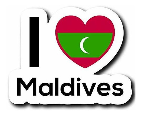 Love Maldives Flag Decal Sticker Home Pride Travel Car Truck