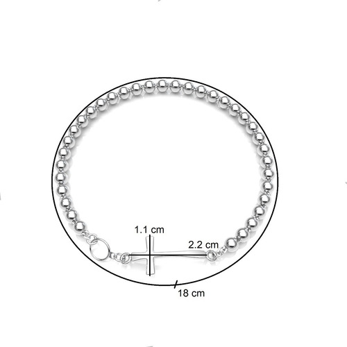 Imagen 3 de 10 de Pulsera Bolitas Cruz Plata .925 Mujer Agálea Joyería