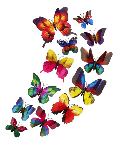 12pcs Doble Alas 3d Mariposa Pared Pegatinas Adhesivos ...