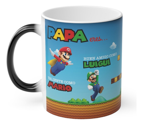 Taza Mágica Café Regalo Papá Super Mario Nintendo Luigi Toad