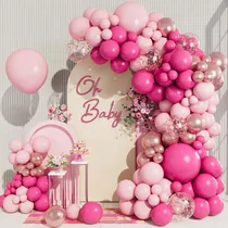 Comprar Kit de Arco de Guirnalda de Globos Rosa Niñas 1er Cumpleaños 15 Decoración de Fiesta Aniversario de Boda Productos para Fiestas Baby Shower Decoración de Globos