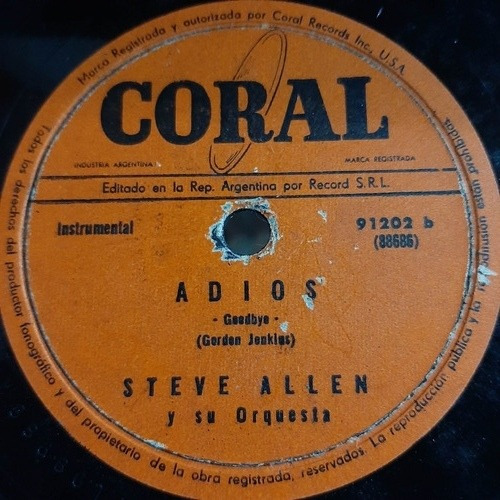 Pasta Steve Allen Su Orquesta Coral 91202 C18