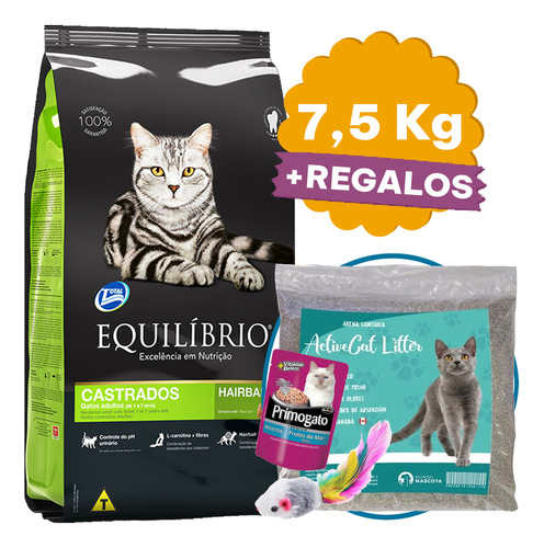 Equilibrio Gato Adulto Castrado Hairball Control 7,5 Kg