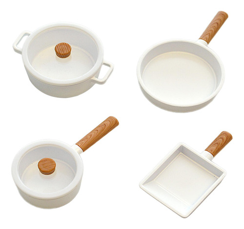 4 Piezas 1/6 Casa De Muñecas Olla De Cocina Mini Modelo De