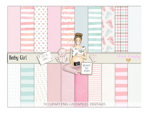 Kit Digital Baby Shower Nacimiento Bebe Papeles + Clipart