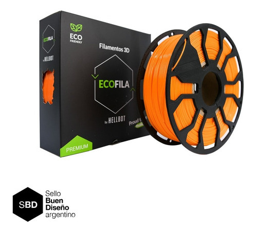 Filamento Pla Impresora 3d Hellbot Ecofila 1kg 1.75mm Naranja