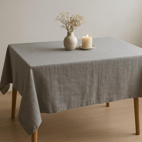 Mantel Rectangular De Tusor 100% Algodon 145x200 - Mantra Gris Elefante