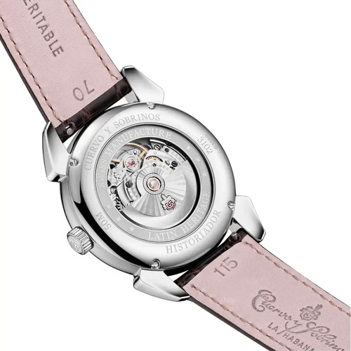 Reloj Cuervo Y Sobrinos Historiador Montegrappa Set 31021ass Correa Chocolate Mate Bisel Plateado Fondo Salmon