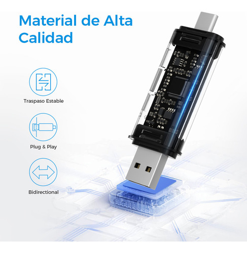 Adaptador tipo C y USB-A micro SD lector de tarjetas SD OTG celular