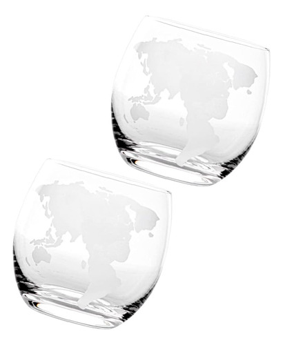 Tazas De Vidrio Hemoton Vasos De Whisky Del Globo Mundial: 2