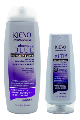 Kleno Blue Matizador Silver Shampoo + Mascara Teñidos Local